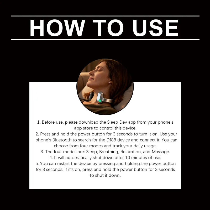 Sleep Support Device with 4 Modes (Sleep/Breathing/Relaxation/Massage) - APP Control, Wireless Charging, 8H Battery, Portable 15