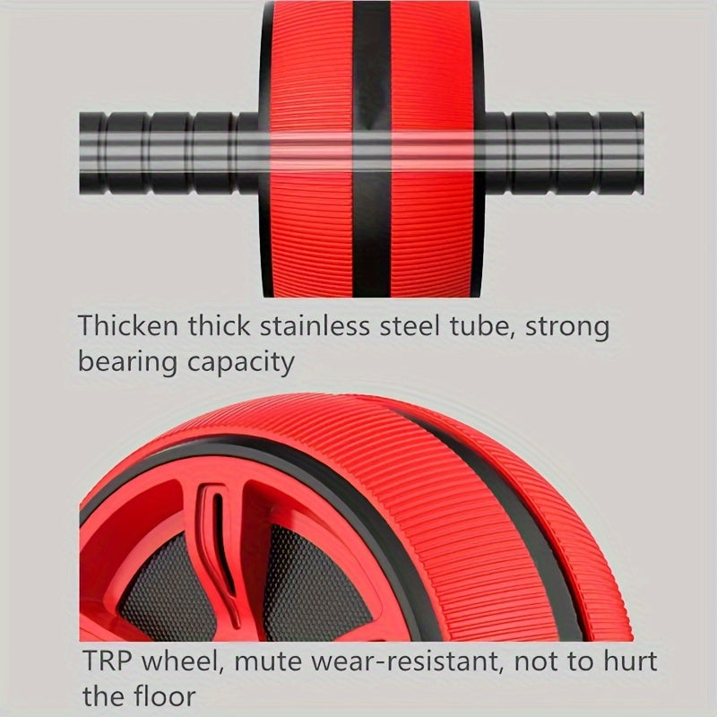 1pc Silent Ab Roller Wheel - Core Strengthener for Arms, Back & Belly - Fitness Equipment for Body Shaping - Durable PP/Stainless Steel/Foam - Available in Red, Blue, Black
