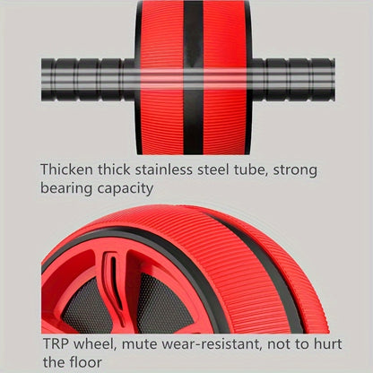 1pc Silent Ab Roller Wheel - Core Strengthener for Arms, Back & Belly - Fitness Equipment for Body Shaping - Durable PP/Stainless Steel/Foam - Available in Red, Blue, Black