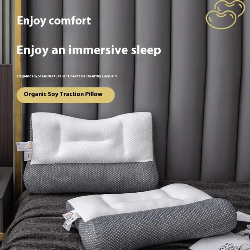 Cervical Support Sleep Aid Reverse Traction Zoned Design With Soy Fiber Knitted Core Home/Dorm Use Orthopedic Pillow