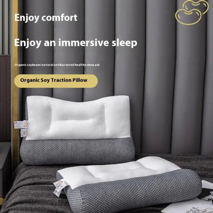Cervical Support Sleep Aid Reverse Traction Zoned Design With Soy Fiber Knitted Core Home/Dorm Use Orthopedic Pillow