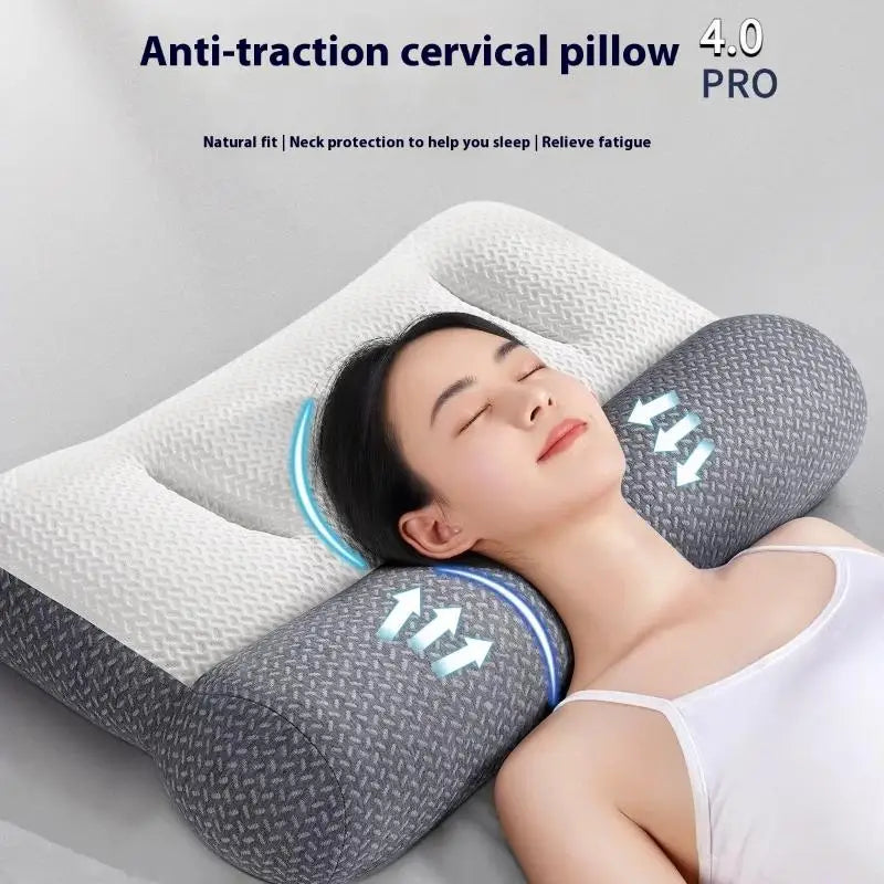 Cervical Support Sleep Aid Reverse Traction Zoned Design With Soy Fiber Knitted Core Home/Dorm Use Orthopedic Pillow