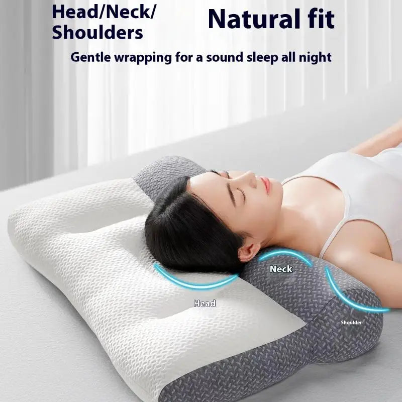 Cervical Support Sleep Aid Reverse Traction Zoned Design With Soy Fiber Knitted Core Home/Dorm Use Orthopedic Pillow